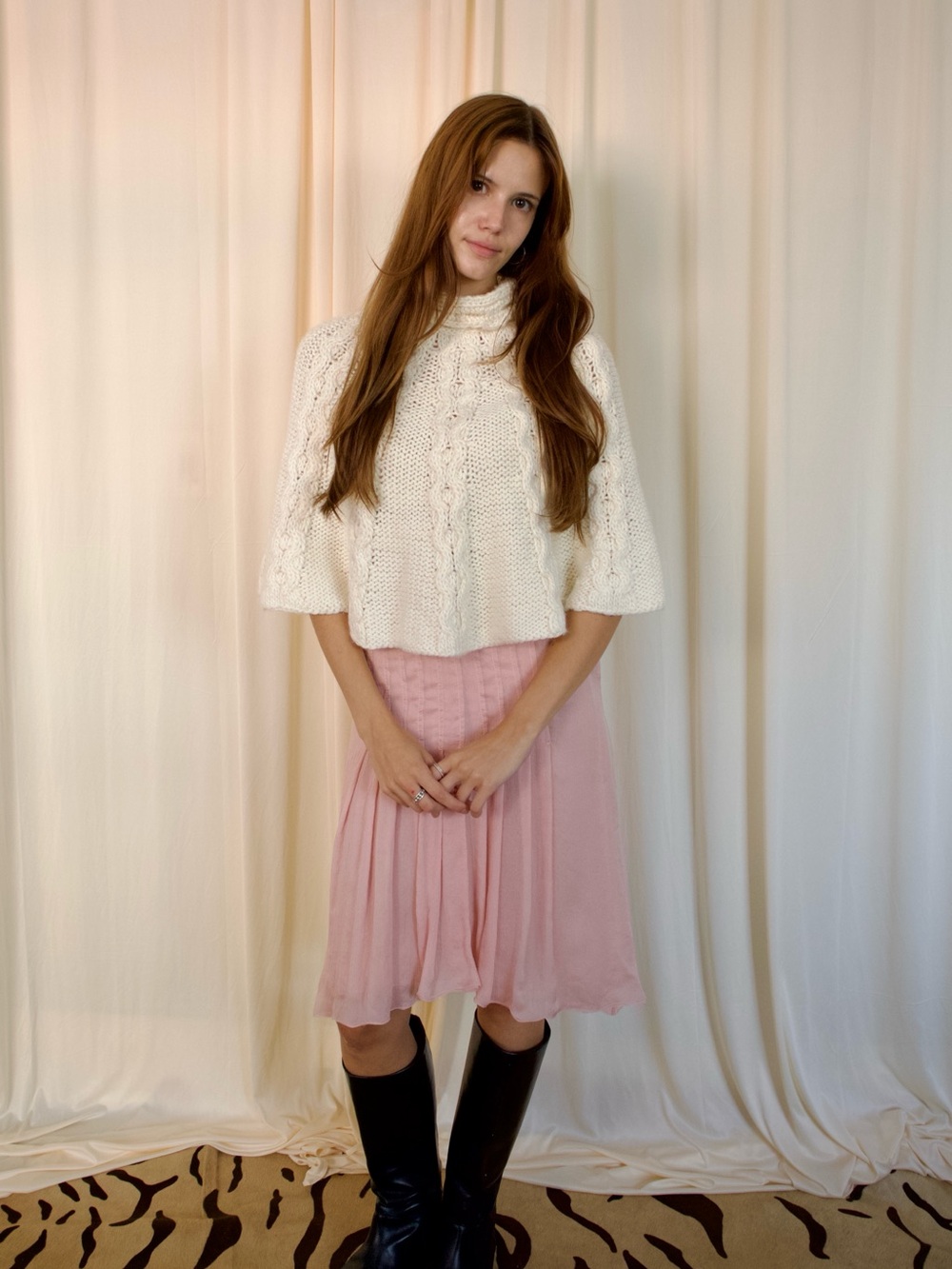 Knit turtleneck poncho